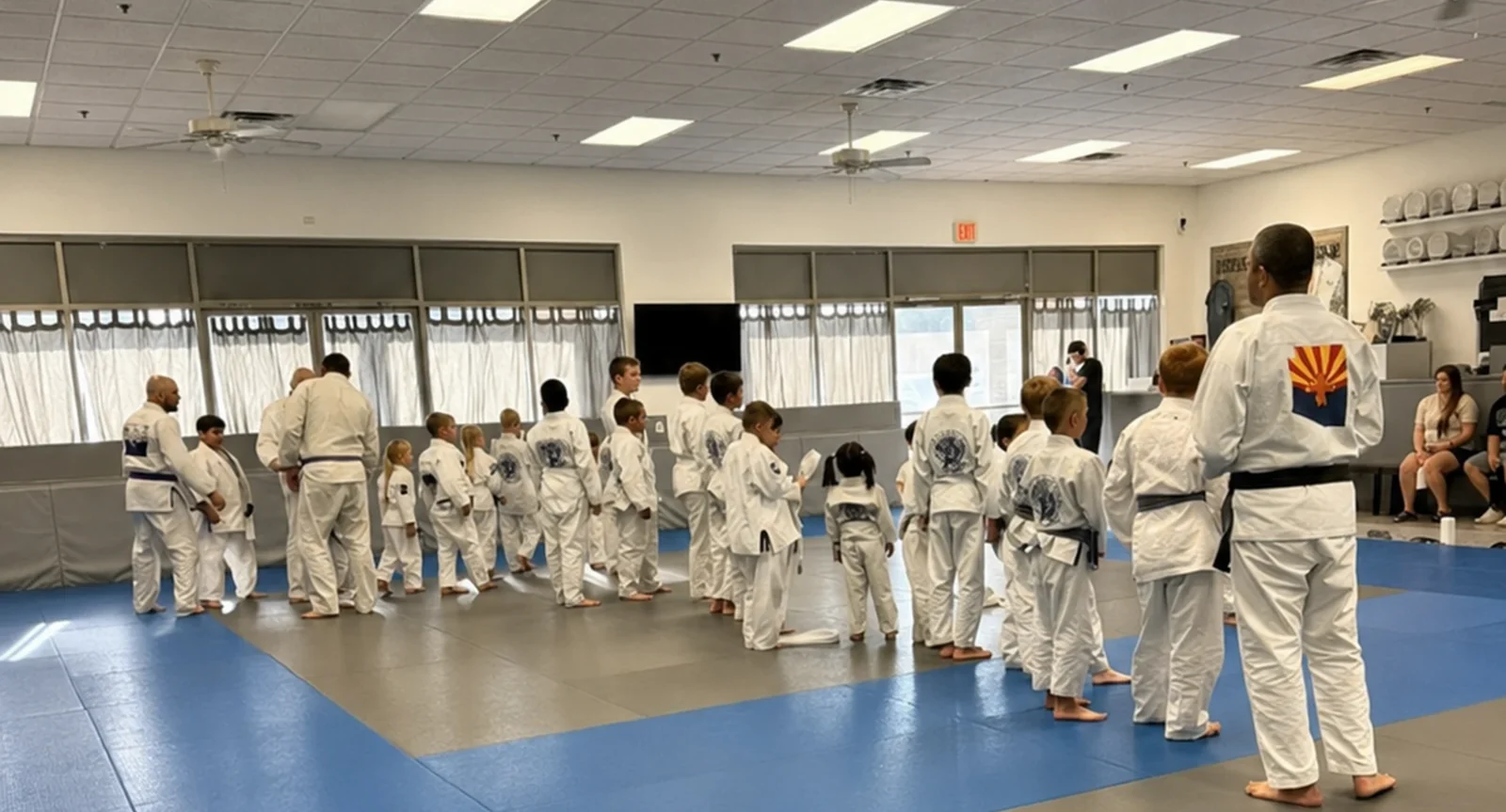 Maracaba BJJ kids class lined up for training