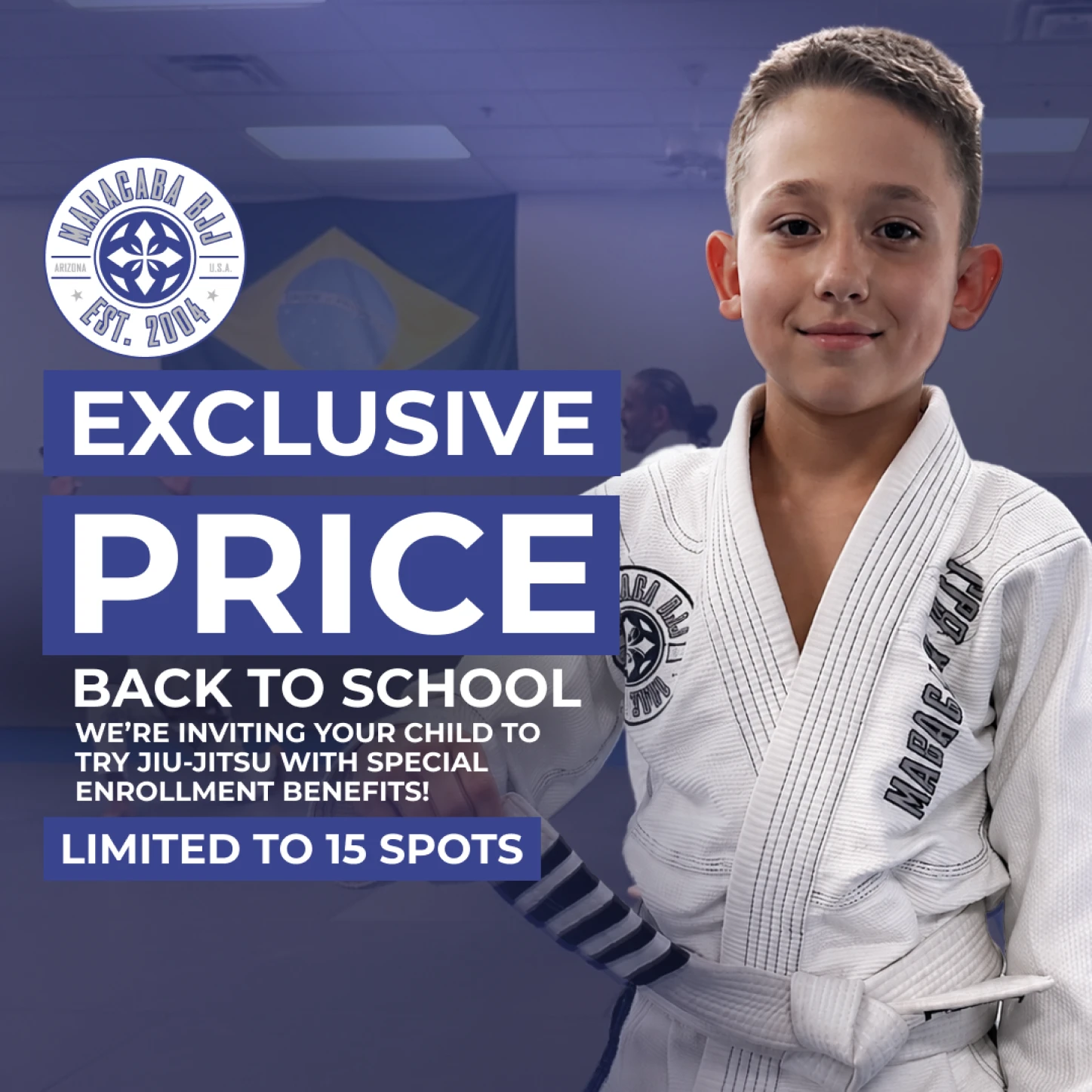 Maracaba BJJ exclusive Back to School price — limited to 15 spots